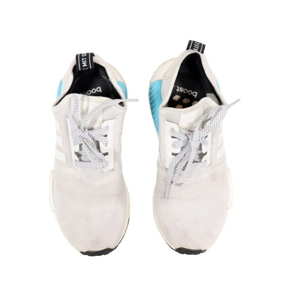 Adidas Womens Size 5 Bright Cyan White Blue NMD R1 Sneaker Lace Up Boost Trainer - Picture 1 of 7